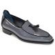 Duca Di Matiste "Fano" Grey / Black Genuine Italian Patent Leather Tassel Loafer Shoes.